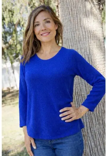 RIGMOR STRIK RUND HALS ROYAL BLÅ 