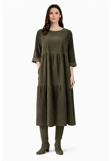 BIANCA KJOLE I BABY FLØJL ARMYGRØN UDSOLGT