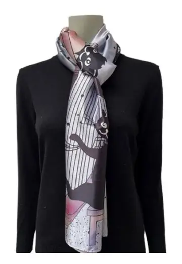 CATS STOR SILKETØRKLÆDE GRÅLIGE/SORT