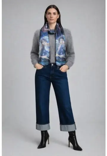 AMARA STOR SILKE TØRKLÆDE VENDEBAR BLÅLIGE 