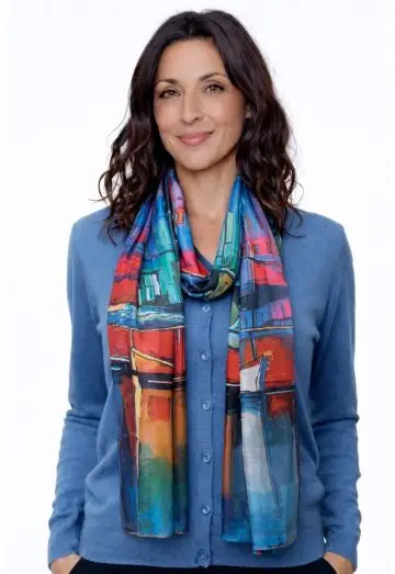 HAVBRIS STOR SILKE TØRKLÆDE VENDEBAR BLÅLIGE