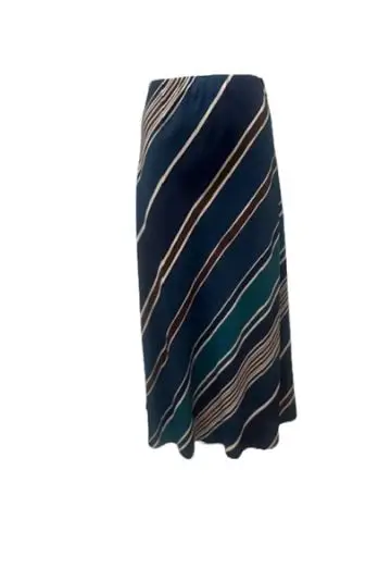 RONJA STRIBET VÆVET NEDERDEL BLÅ MIX