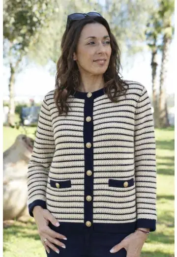 MAISON STRIBET STRIK CARDIGAN NAVY/OFFWHITE