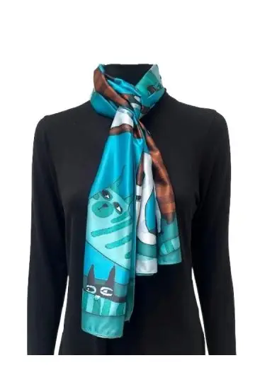 CLARA STOR SILKE TØRKLÆDE MULTI BLÅ 