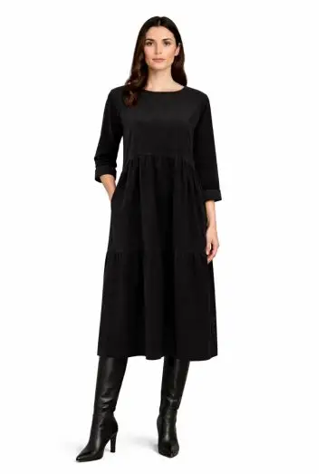 BIANCA KJOLE I BABY FLØJL SORT