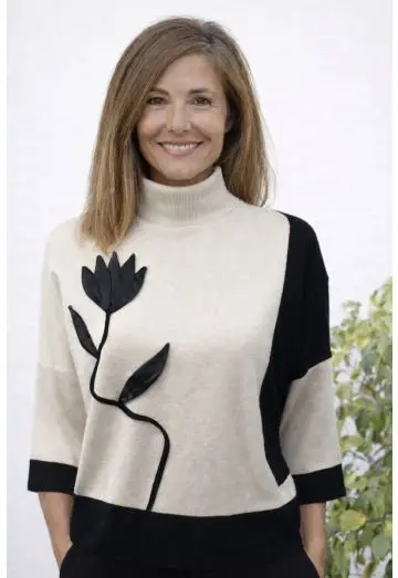 JULETTA STRIK MED MOTIV OFFWHITE/SORT